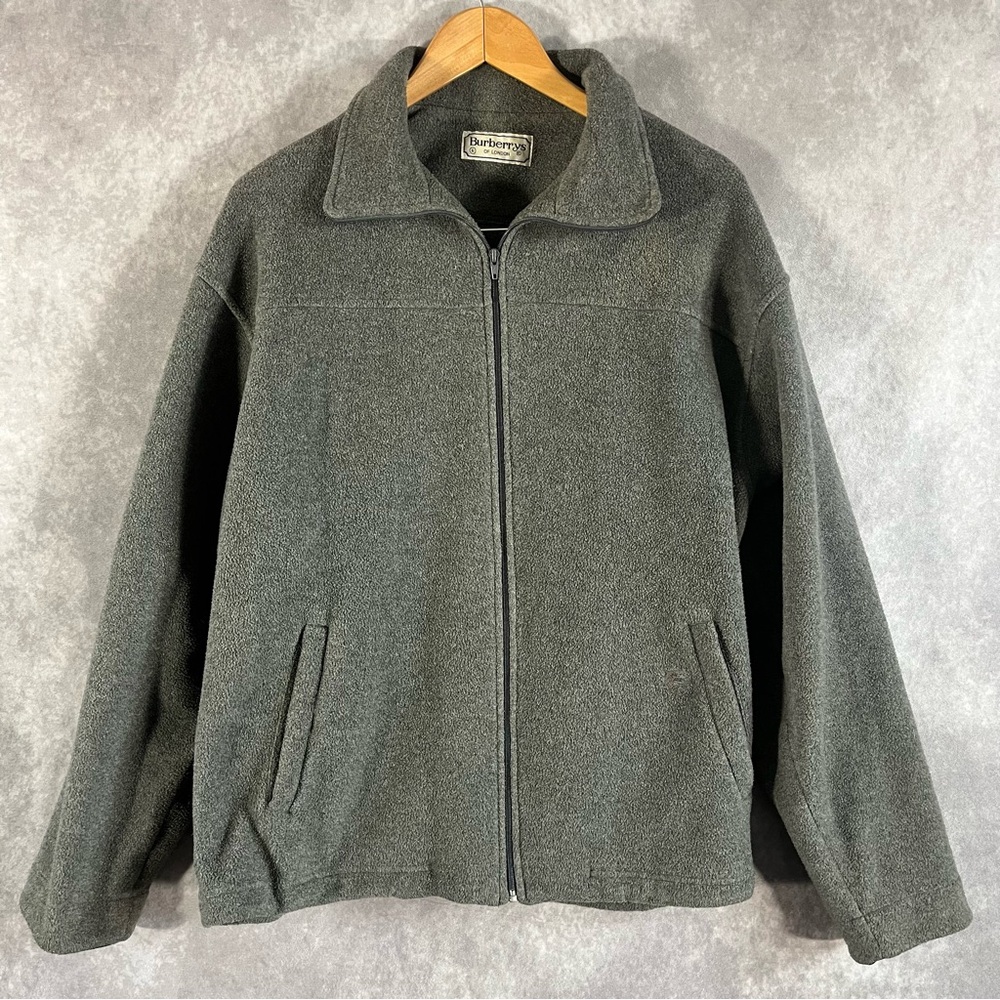 Burberrys Fleece Jacket Mens 6 Grey Full Zip Vintage Quiet Luxury *See Desc*